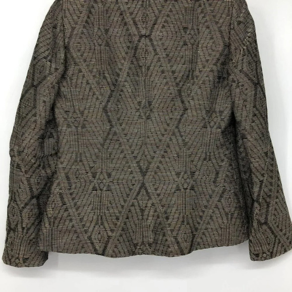 Lafayette 148 Bronze Black Metallic  Geometric print Ikat Jacket Zip Blazer 6 - Picture 12 of 16